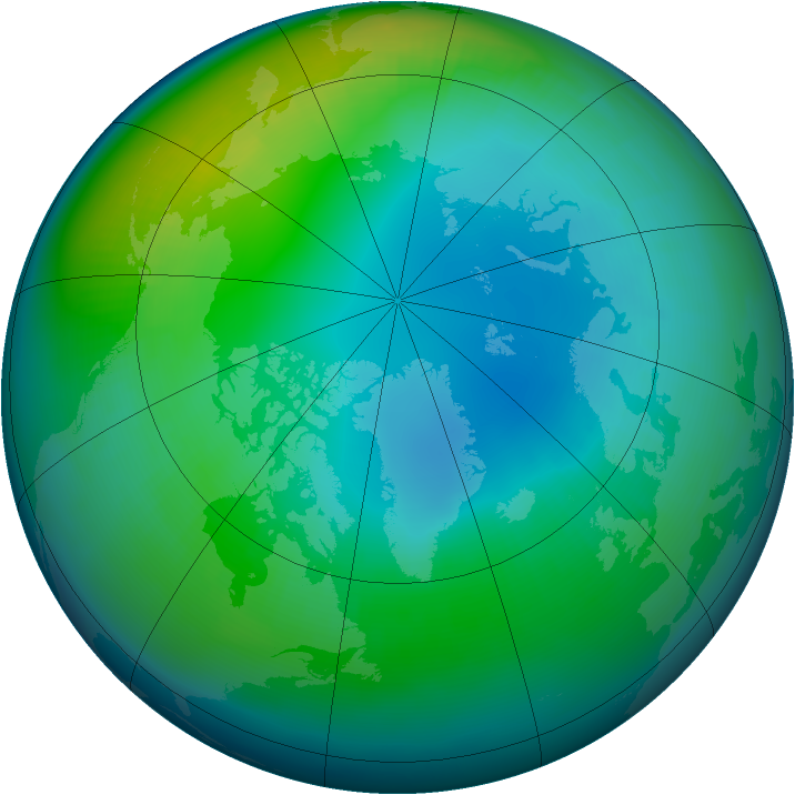 Arctic ozone map for November 2002